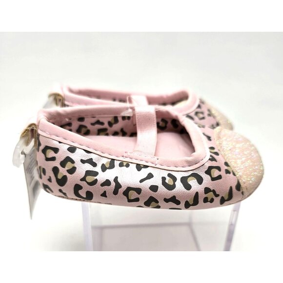 Baby Girls Pink Leopard Print Ballet Flat Shoes 0-3M NWT JJ3733 - Picture 3 of 7